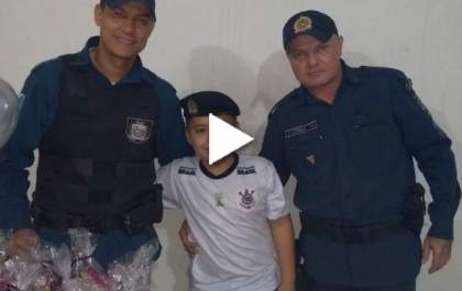 Pequeno fã da Polícia Militar tem sonho realizado em Três Lagoas