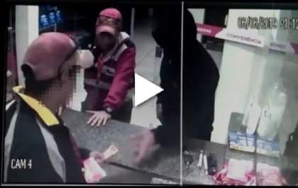 Câmeras de segurança flagram ação de bandidos em posto de combustível