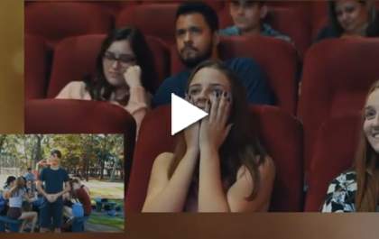 Estudante para o cinema de Ilha Solteira para pedir jovem em namoro