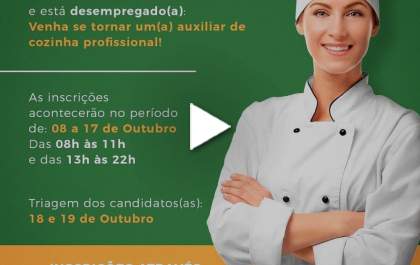 Curso gratuito de auxiliar de cozinha