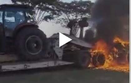 Vídeo flagra caminhão pegando fogo na Rondon