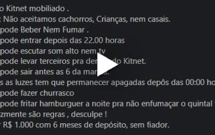 Anúncio inusitado de aluguel de kitnet em Três Lagoas vira piada&nbsp;