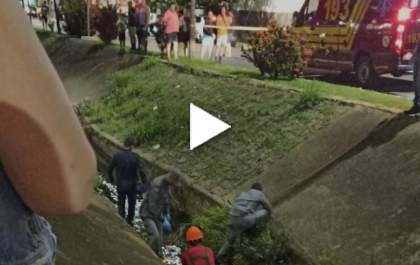 Homem é resgatado após cair no canal do córrego Biriguizinho