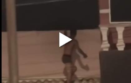 Homem é flagrado de cueca em cima de telhado em avenida de Ribas