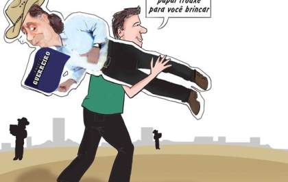 Charge do dia: Olha o que o papai trouxe para você brincar