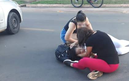 Enfermeira fica ferida em acidente entre moto e carro na Lagoa Maior