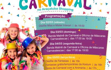 Shopping oferece matinê, desfile e oficina de pintura em Araçatuba