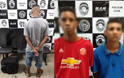 Dupla é presa e menor é apreendido após assalto em residência