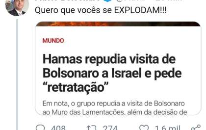 Postagem de Flávio Bolsonaro sobre Hamas repercute no Twitter