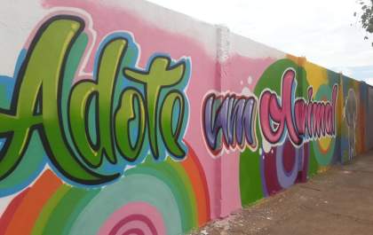 Artista três-lagoense transforma muro do ADEN em tela de pintura&nbsp;