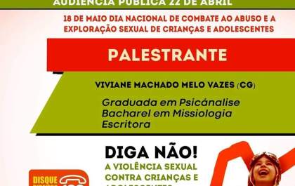Audiência pública contra abuso e exploração infantil acontece hoje em Três Lagoas.