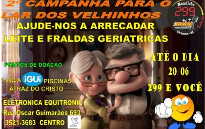 Moto Clube 299 arrecada leite e fraldas para lar dos idosos