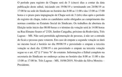 Edital para atualização de Diretoria 2019