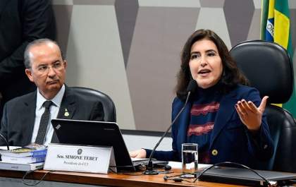 Simone Tebet reage ao veto de Bolsonaro a lista tríplice em agências