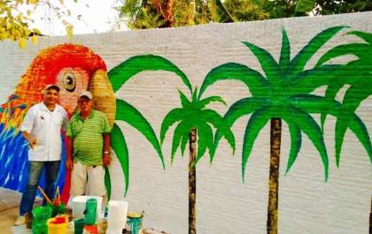 Harym Teixeira transforma muro no Jardim Alvorada em obra de arte
