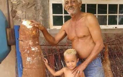 Bino surpreende com a maior mandioca de Três Lagoas