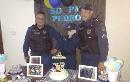 Garoto fã da PM é homenageado em seu aniversário em Três Lagoas