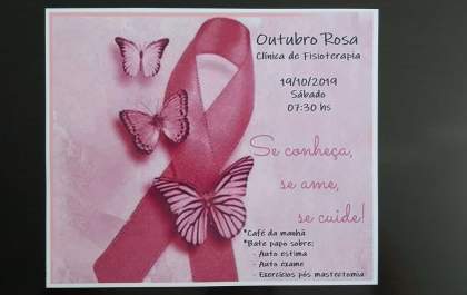 Equipe da Clínica de Fisioterapia realiza ação da campanha Outubro Rosa