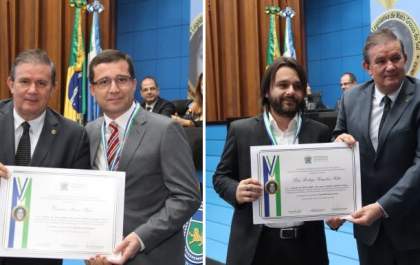 Os médicos Cassiano Rojas e Luiz Gatto foram homenageados por Eduardo Rocha