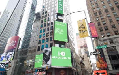 Araçatuba é citada por empresa em painel na Times Square