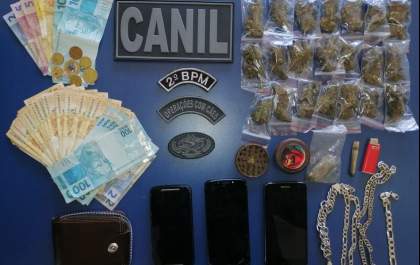 Após ação do Canil da PM, trio é preso por tráfico na Cascalheira