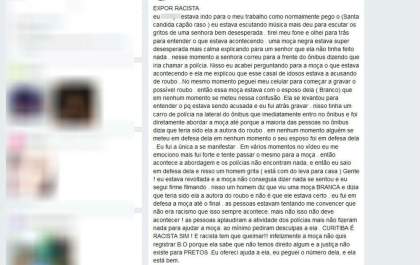 Vídeo de mulher negra sendo acusada injustamente de roubo em ônibus viraliza