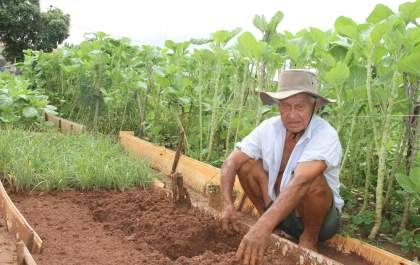 Idoso cego cuida de horta comunitária em Birigui há mais de 30 anos