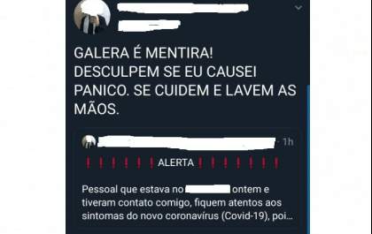 Autor de postagem sobre coronavírus se retrata