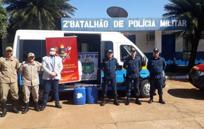 PM, Bombeiros e Hospital Auxiliadora recebem 330 litros de álcool 70%