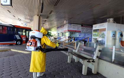 Prefeitura realiza sanitização com o uso de bombas mecanizadas