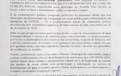 Sanesul é notificada por cortes de água em Selvíria