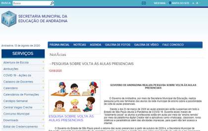 Governo de Andradina realiza pesquisa sobre volta às aulas presenciais