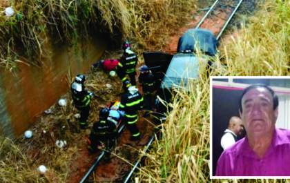 Policial penal aposentado morre após cair com carro de pontilhão da linha férrea