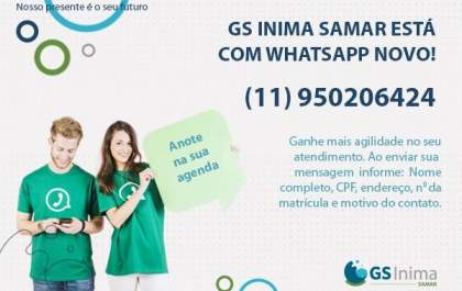 GS Inima Samar muda o número do WhatsApp para agilizar atendimento ao cliente