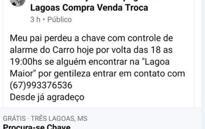 Homem perde controle e chave na Lagoa Maior
