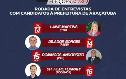 Rodada de entrevistas com candidatos à Prefeitura de Araçatuba começa nesta terça