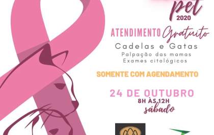 Outubro Rosa Pet fará exames gratuitos em cadelas e gatas em Araçatuba