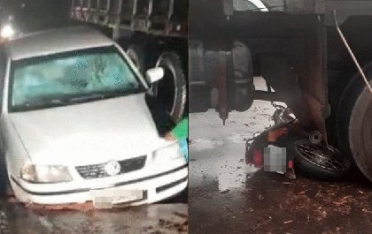 Jales registra carro em buraco, moto sob caminhão e alagamentos