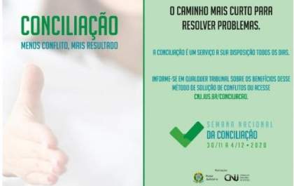 Semana da Conciliação será de 30 de novembro a 4 de dezembro