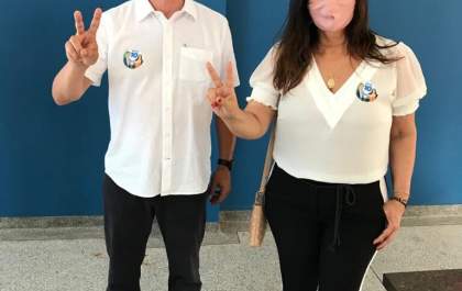 Candidato a prefeito Fabrício Venturoli (Republicanos) votou na escola Maria Eulália Vieira