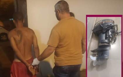 Homem é preso em Castilho furtando motor de barco um dia após deixar cadeia