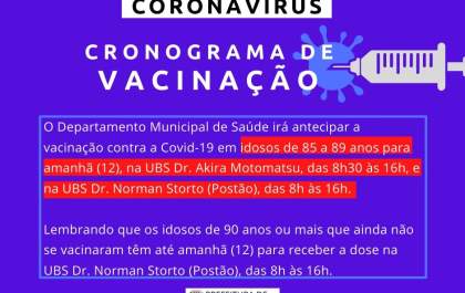 Guararapes antecipa vacinação para grupo de 85 a 89 anos&nbsp;