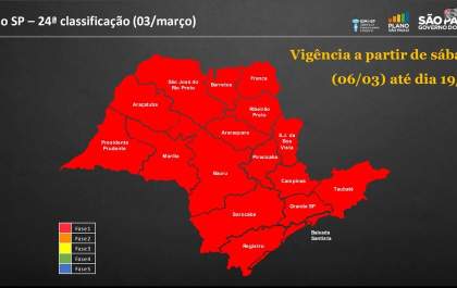 Estado passa para a Fase Vermelha à 0h de sábado&nbsp;