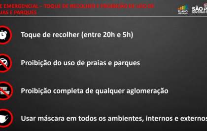 São Paulo terá toque de recolher a partir das 20h