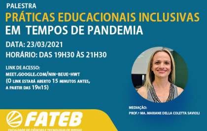 Fateb realiza palestra on-line sobre desafios da educação especial em tempos de pandemia