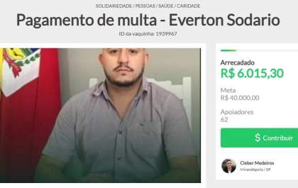 Vaquinha para pagar multa do prefeito de Mirandópolis passa dos R$ 6 mil