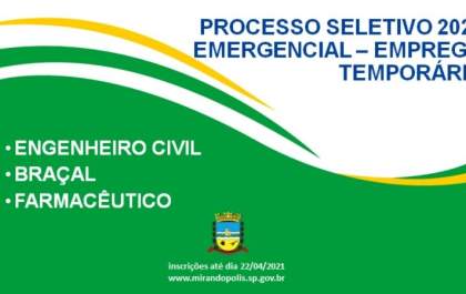 Prefeitura de Mirandópolis abre processo seletivo com 42 vagas