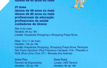 Pessoas de 50 a 54 anos com comorbidades já podem se vacinar em Araçatuba