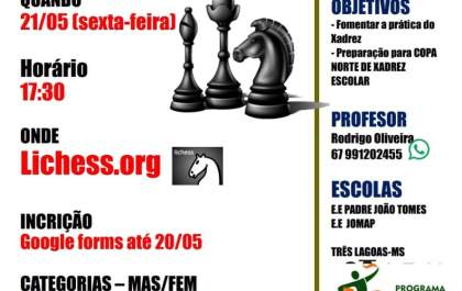 Inscrições para a 4ª edição do Torneio Aberto de Xadrez de TL terminam amanhã