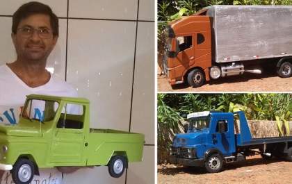 Artesão faz sucesso em Três Lagoas com réplicas de caminhões